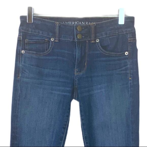 American Eagle Women's Jeans Artist Crop Low Rise Dark Wash Super Stretch Size 2 - Picture 6 of 12